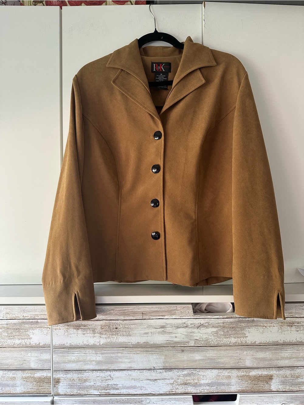 🤎 R&K Originals Brown Faux Suede Blazer Jacket Size 14